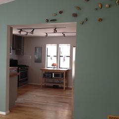living room into kitchen