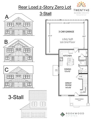 Rear Load 2-Story 3-Stall Plan in Rookwood Estates, Marion, IA 52302