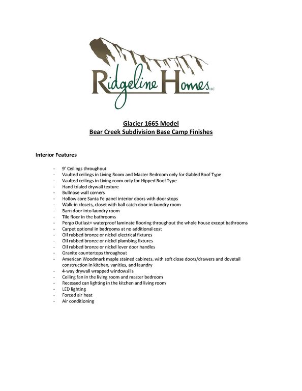Glacier 1665, 3 car Plan in Bear Creek Subdivision, Montrose, CO 81401